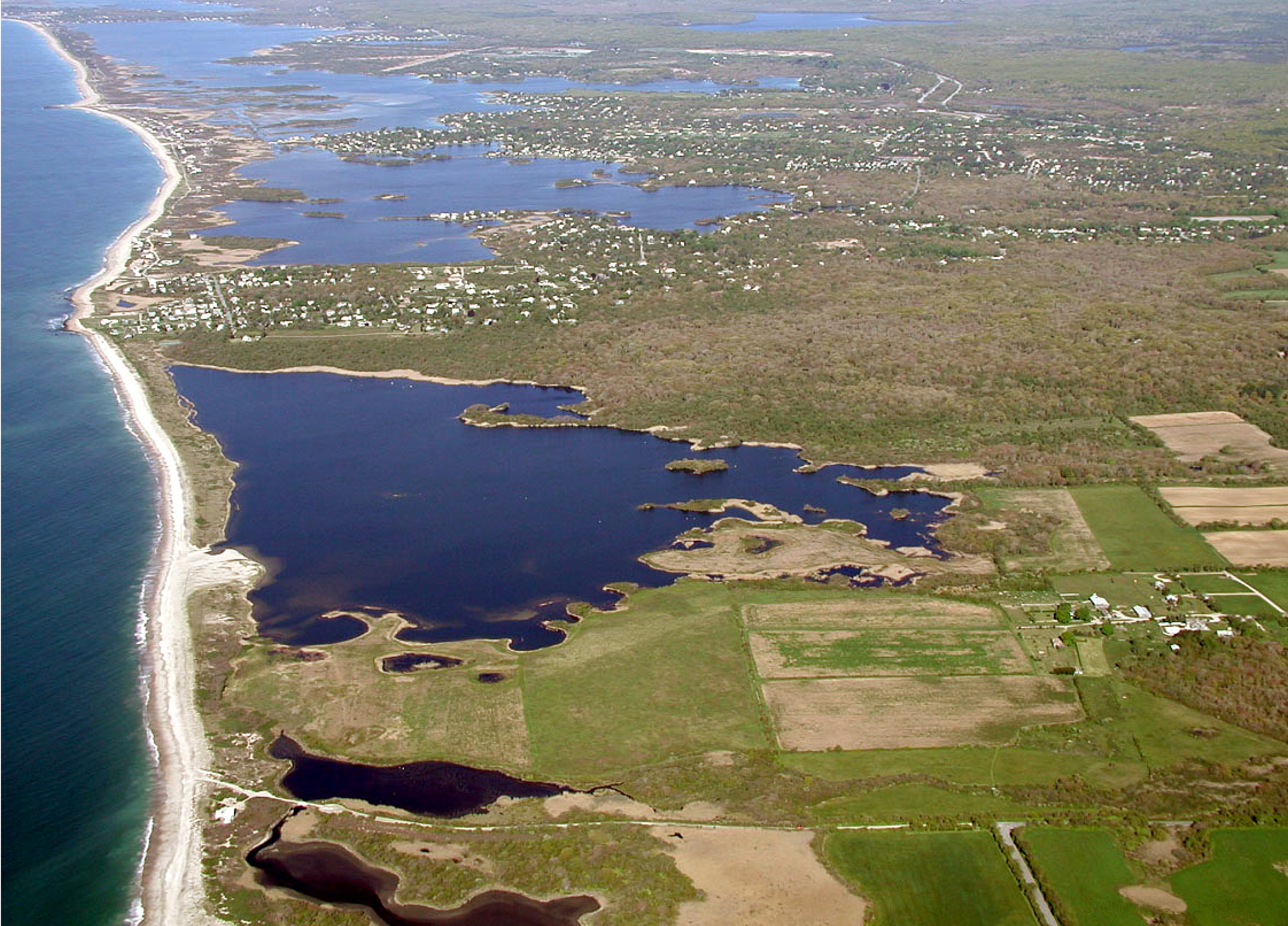 Aerial view of Trustom Pond