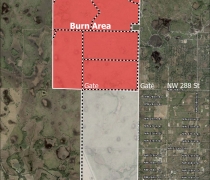 Map of proposed burn area Kissimmee Bend with the area to be burned highlighted in red.