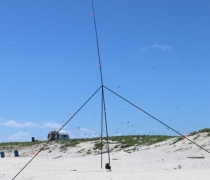 Amateur Radio Operation antennae sitting on sand dune at Baker Island NWR