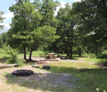 Campsite with fire ring and picnic table
