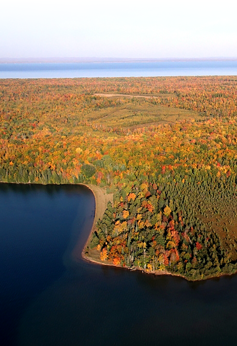 Fall foliage along Point Abbaye in Lake Superior 
