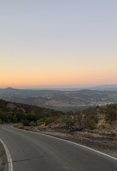 Watching the sun set from a road on Mother Miguel Mountain 