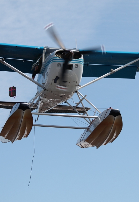 a flying float plane