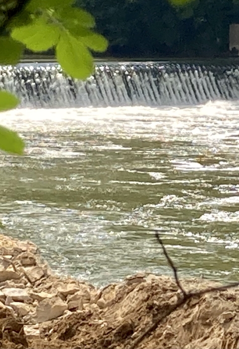Water flowing through dam No. 5 on the Green River, Kentucky.