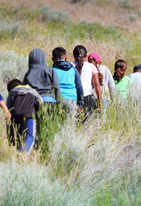 Children Hiking on Sheepy Ridge with staff at Tule Lake NWR