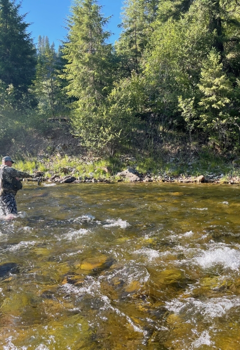 Man fishing in an Idaho river