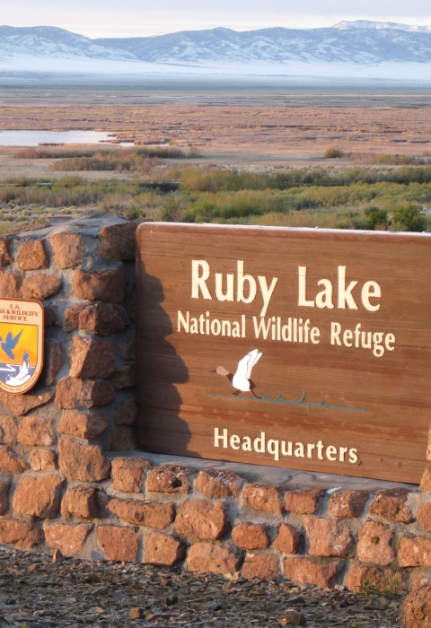 Headquarters sign at Ruby Lake NWR