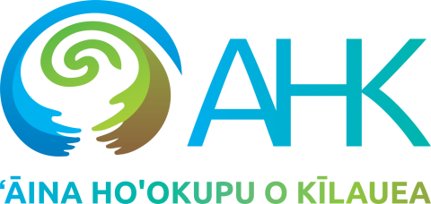 A blue, green, and brown swirl next to the letters "A H K"