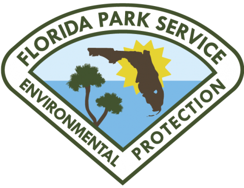 Florida Park Service Logo with palm trees and Florida outline 