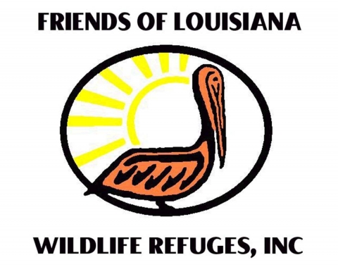 Friends of Louisiana Wildlife Refuges Inc. logo with pelican and sun
