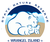 logo reading wrangel island state nature reserve with polar bears