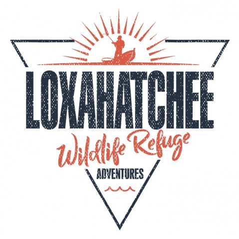 Logo with a person fishing from a boat and the text "Loxahatchee Wildlife Refuge Adventures"