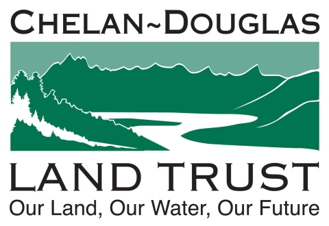 Logo for the Chelan-Douglas Land Trust, with additional text that reads "Our Land, Our Water, Our Future"