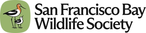 San Francisco Bay Wildlife Society logo depicting Avocet parent with chick in a green background.
