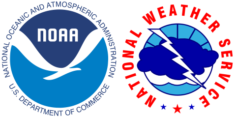 The National Oceanic and Atmospheric Administration logo to the left of the National Weather Service Logo