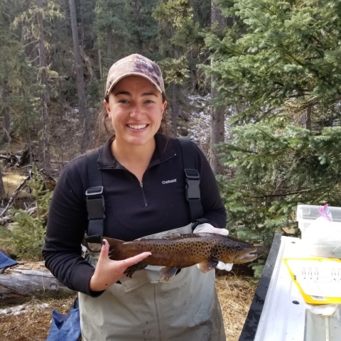 Kristy Manuell with a Brown Trout from Paradise Creek.