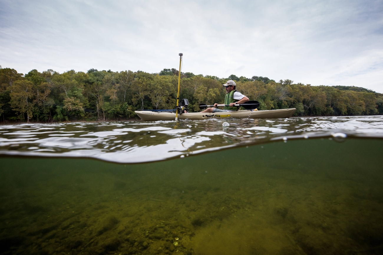 Underwater shot of kayaker on Potomac river | FWS.gov