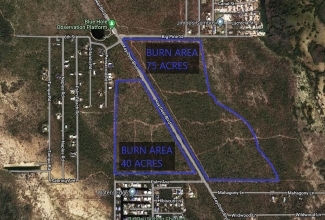 Aerial image with two prescribed burn units marked.