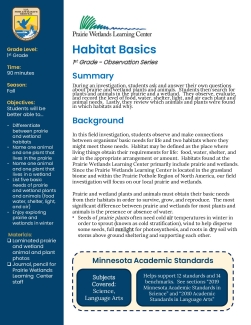 1st Grade Fall Habitat Basics