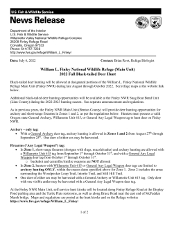2022 William L. Finley NWR Deer Hunt Information