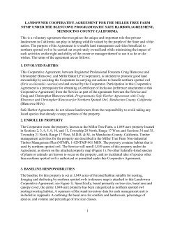 LANDOWNER COOPERATIVE AGREEMENT FOR THE MILLER TREE FARM NTMP UNDER THE BLENCOWE PROGRAMMATIC SAFE HARBOR AGREEMENT, MENDOCINO COUNTY CALIFORNIA