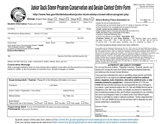 Junior Duck Stamp Conservation Design Contest Entry Form