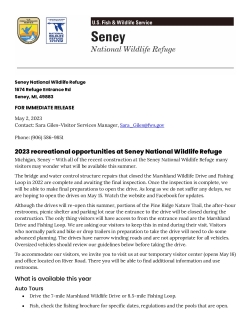 Press Release - 2023 Recreational Opportunities at Seney National Wildlife Refuge