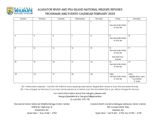 Alligator River and Pea Island NWR Interpretive Program Schedule