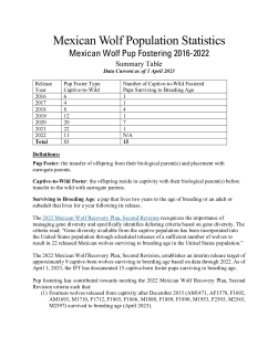Mexican Wolf Cross-Fostering Efforts 2016-2022