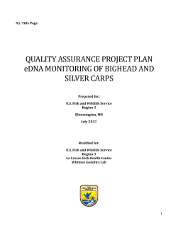 2013 Quality Assurance Project Plan for the eDNA Monitoring of Bighead and Silver Carp