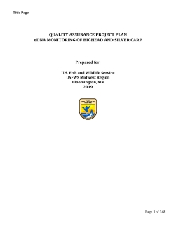 2019 Quality Assurance Project Plan eDNA Monitoring of Bighead And Silver Carp