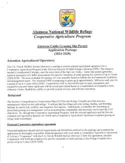 Alamosa Cattle Grazing Site Permit Application Package 2024-2028