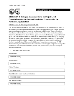 Appendix B. Biological Assessment Form for Interim Consultation Framework for the Northern Long-eared Bat