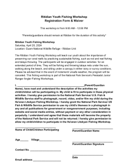 Ritidian Youth Fishing Workshop Registration & Waiver Form