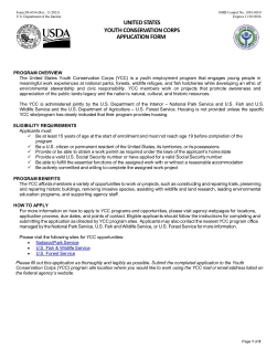 Youth Conservation Corps Application Form