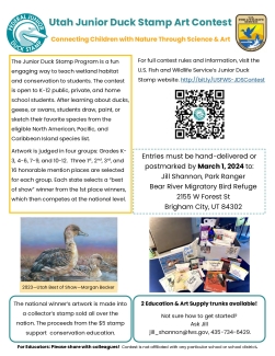2024 Utah Junior Duck Stamp Art Contest Flyer for Teachers