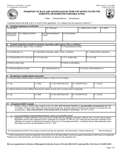 3-200-69 Application Form Transport of Bald and Golden Eagles for Scientific Exhibition
