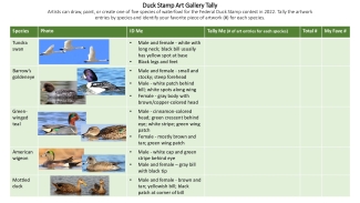 Activities for Federal Duck Stamp Contest 2022
