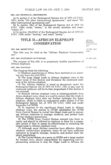 African Elephant Conservation Fund Legislation 1988