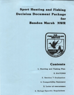 Migratory Bird Hunting and Fishing Plan for Bandon Marsh NWR