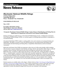 Chesapeake Marshlands Complex Hunt/Fish Plan News Release