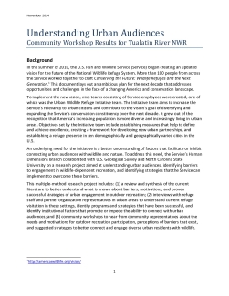 Understanding Urban Audiences; Community workshop results for Tualatin River National Wildlife Refuge