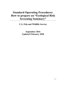 Standard Operating Procedures:  How to prepare an Ecological Risk Screening Summary - Updated February 2020