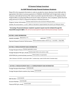 Financial Assistance Cover Sheet For Non-U.S. Bank