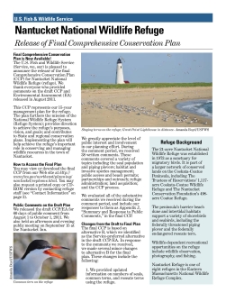 Nantucket National Wildlife Refuge Final Newsletter of Comprehensive Conservation Plan