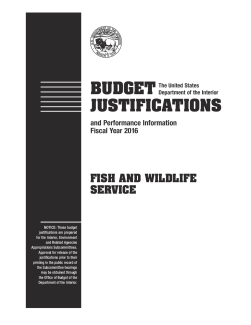 Fiscal Year 2016 Fish and Wildlife Service Presidents Budget