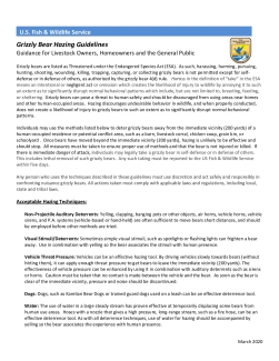 Grizzly Bear Hazing Guidelines: Guidance for Livestock Owners, Homeowners and the General Public