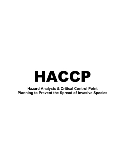 HACCP: Hazard Analysis and Critical Control Point Planning to Prevent the Spread of Invasive Species 