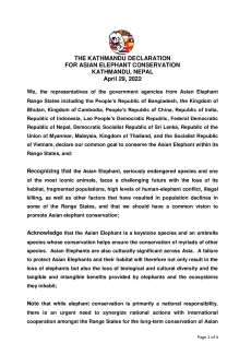 Kathmandu Declaration for Asian Elephant Conservation 2022