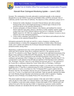 Klamath River Outmigrant Monitoring Update — June 6, 2022